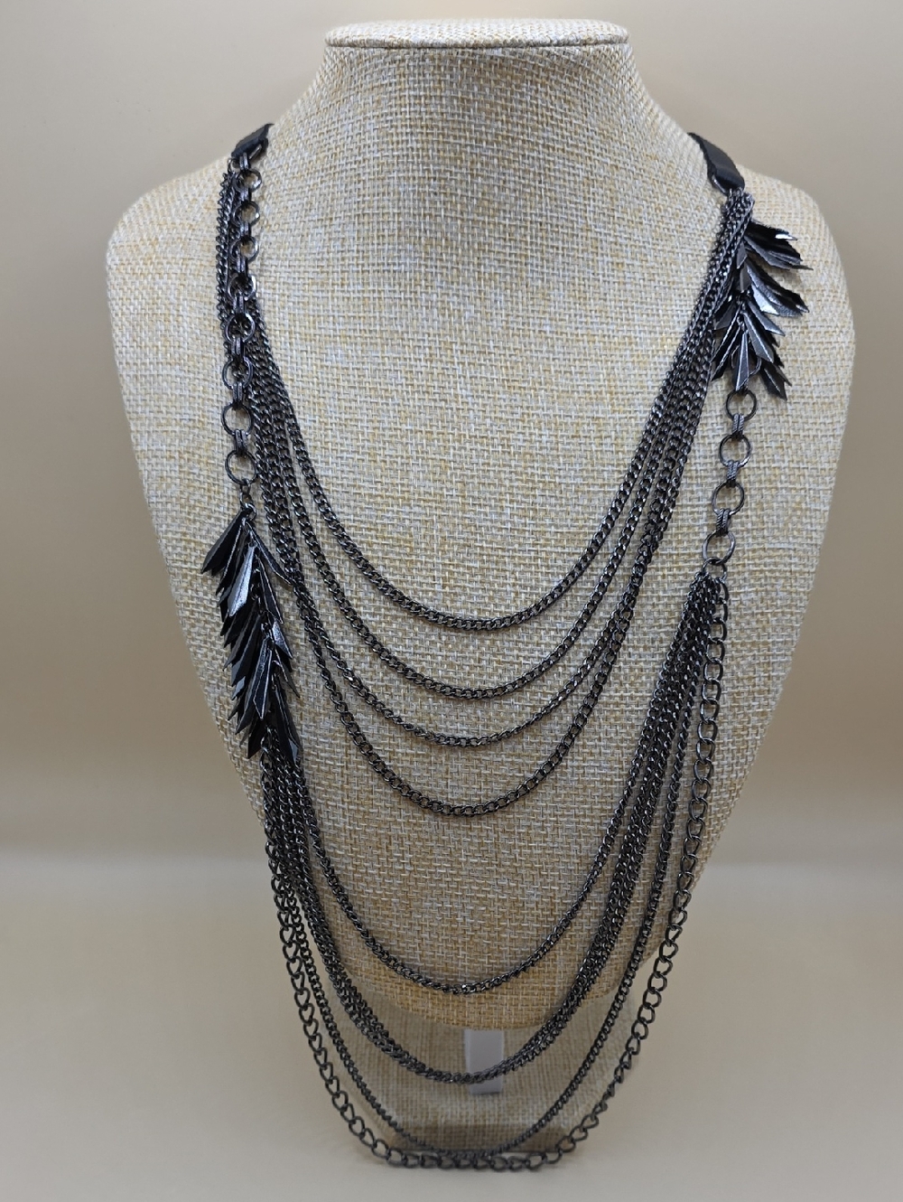 Black Gunmetal Waterfall Style Necklace